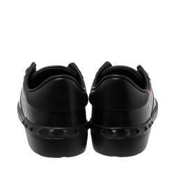 Valentino Black Leather VLTN Open Low Top Sneakers Size 40