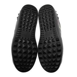 Valentino Black Leather VLTN Open Low Top Sneakers Size 40