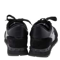 Valentino Black Camo Fabric, Leather and Suede Rockrunner Sneakers Size 43