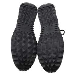 Valentino Black Camo Fabric, Leather and Suede Rockrunner Sneakers Size 43
