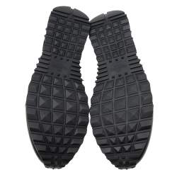 Pre Owned Valentino Black Leather and Suede Rockstud Low-Top Rockrunner Sneakers Size 43