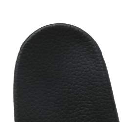 Pre Owned Valentino Black/Green Rubber VLTN Pool Flat Slides Size 43