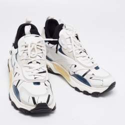Valentino Multicolor Leather And Suede Lace Up Sneakers  Size 44
