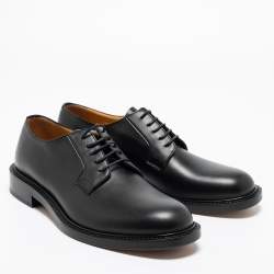 Pre Owned Valentino Black Leather Lace Up Derby Size 42