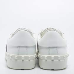 Valentino White/Burgundy Leather Open Sneakers Size 44