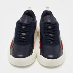 Pre Owned Valentnino Blue/Red Suede and Leather Vlogo Low Top Sneakers Size 42