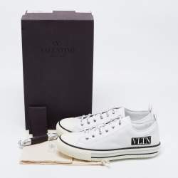 Valentino White Canvas VLTN  Low Top Sneakers Size 42