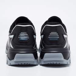 Pre Owned Valentino Black Leather and Mesh Climbers VLogo Sneakers Size 42.5