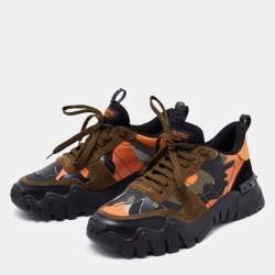 Pre Owned Valentino Multicolor Leather and Suede Rockrunner Sneakers Size 39