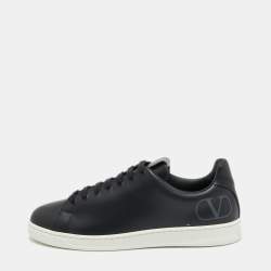 Valentino Black Leather Low Top Sneakers  Size 42.5