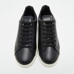 Valentino Black Leather Low Top Sneakers  Size 42.5