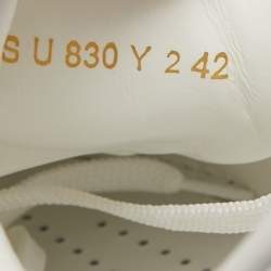 Pre Owned Valentino White/Burgundy Leather Rockstud Low Top Sneakers Size 42