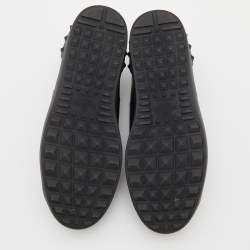 Pre Owned Valentino Black/White Leather VLTN Rockstud Low Top Sneakers Size 43.5