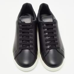 Pre Owned Valentino Black Leather VLogo Low Top Sneakers Size 42
