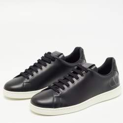 Pre Owned Valentino Black Leather VLogo Low Top Sneakers Size 42