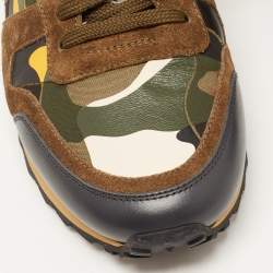 Valentino Multicolor Camo Print Canvas and Suede Rockrunner Sneakers Size 42.5
