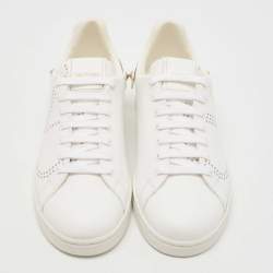 Pre Owned Valentino Garavani White Leather V-Logo Low Top Sneakers Size 39.5
