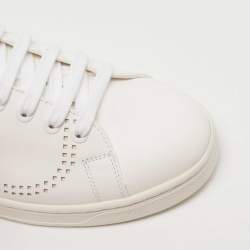 Pre Owned Valentino Garavani White Leather V-Logo Low Top Sneakers Size 39.5
