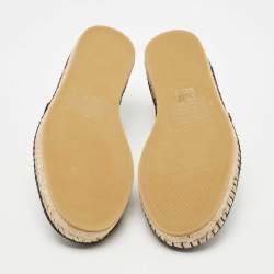 Valentino Navy Blue Canvas Vltn Logo Print Espadrille Flats Size 40