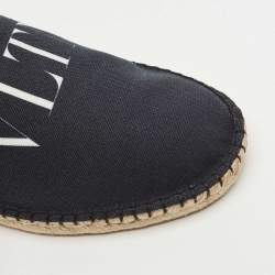 Valentino Navy Blue Canvas Vltn Logo Print Espadrille Flats Size 40