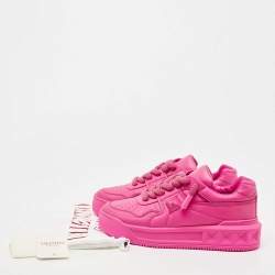 Pre Owned Valentino Pink Leather One Stud Sneakers Size 42