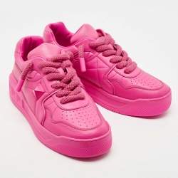 Pre Owned Valentino Pink Leather One Stud Sneakers Size 42
