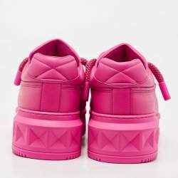 Pre Owned Valentino Pink Leather One Stud Sneakers Size 42