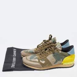 Pre Owned Valentino Multicolor Leather and Suede Rockrunner Sneakers Size 45