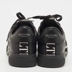 Valentino Black Leather VLTN Low Top Sneakers Size 42
