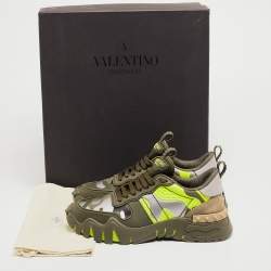Pre Owned Valentino Multicolor Suede and Canvas Rockrunnner Low Top Sneakers Size 40