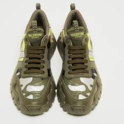 Pre Owned Valentino Multicolor Suede and Canvas Rockrunnner Low Top Sneakers Size 40