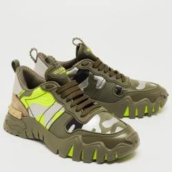 Pre Owned Valentino Multicolor Suede and Canvas Rockrunnner Low Top Sneakers Size 40