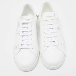 Valentino White Leather Backnet Studded Low Top Sneakers Size 42