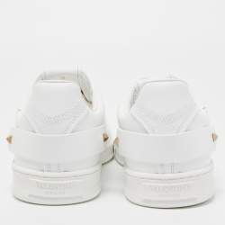 Valentino White Leather Backnet Studded Low Top Sneakers Size 42