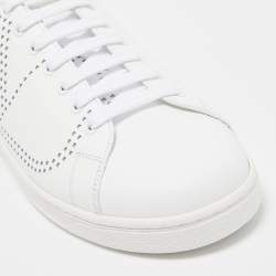 Valentino White Leather Backnet Studded Low Top Sneakers Size 42
