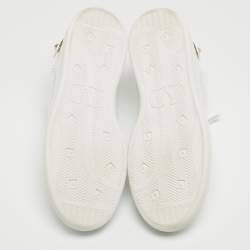 Valentino White Leather Backnet Rockstud Low Top Sneakers Size 42