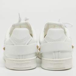 Valentino White Leather Backnet Rockstud Low Top Sneakers Size 42