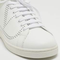 Valentino White Leather Backnet Rockstud Low Top Sneakers Size 42