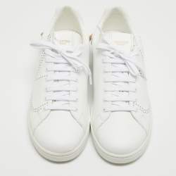 Valentino White Leather Backnet Rockstud Low Top Sneakers Size 42