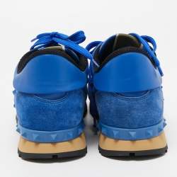 مملوكة مسبقًا Valentino Blue Leather and Suede Rockrunner Sneakers Size 40