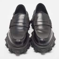 Valentino Garavani Black Leather Trackstud Loafers Size 43