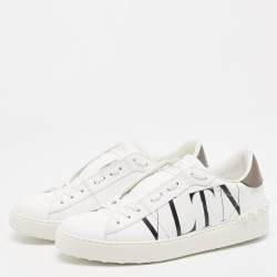 Pre Owned Valentino White Leather VLTN Open Sneakers Size 40