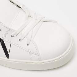 Pre Owned Valentino White Leather VLTN Open Sneakers Size 40