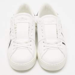 Pre Owned Valentino White Leather VLTN Open Sneakers Size 40