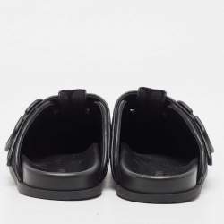Pre Owned Valentino Garavani Black Fabric and Leather Toile Iconographe VLogo Mules Size 42
