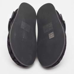 Pre Owned Valentino Garavani Black Fabric and Leather Toile Iconographe VLogo Mules Size 42