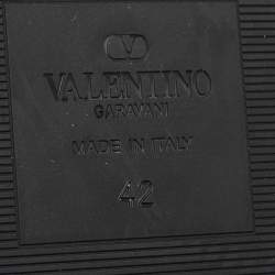 Pre Owned Valentino Garavani Black Fabric and Leather Toile Iconographe VLogo Mules Size 42