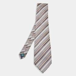 Pre Owned Valentino Vintage Multicolor Diagonal Striped Silk Traditional Tie