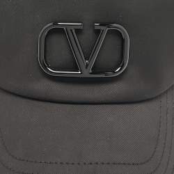 Pre Owned Valentino Black V-Logo Baseball Cap S