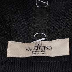 Pre Owned Valentino Black V-Logo Embroidered Cotton Baseball Cap Size 59